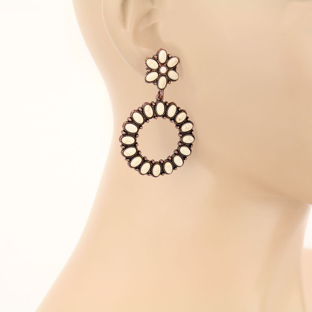 Western Circle Stone Stud Earrings - Image 2