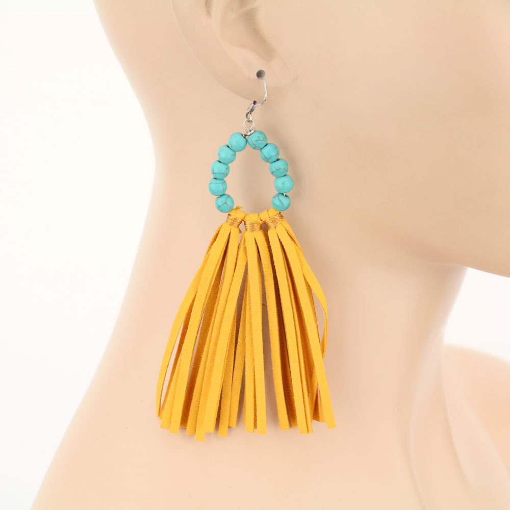 TQ Stone Tassel Dangle Earrings - Image 2