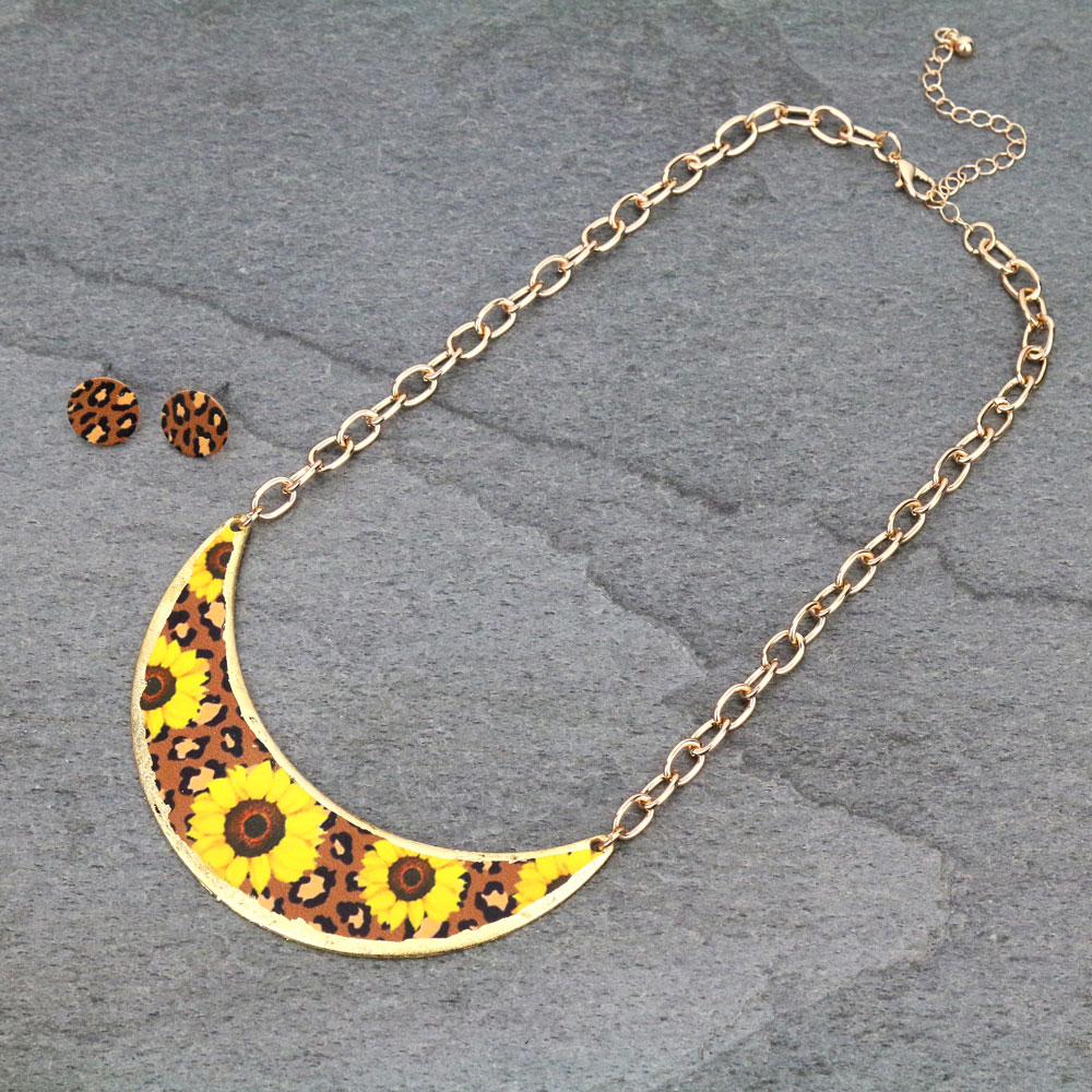Sunflower Print Necklace Set