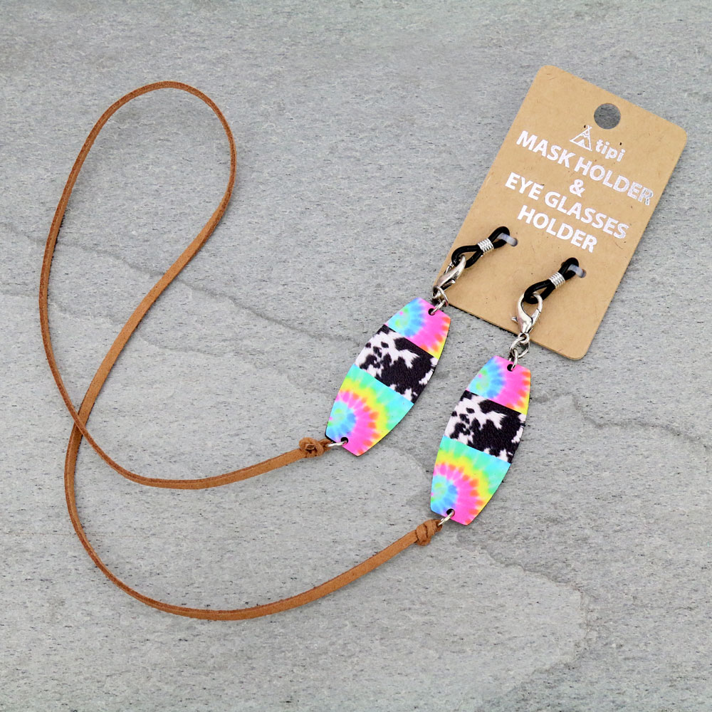 Western Cow Tie-Dye Eye/Face Mask Holder