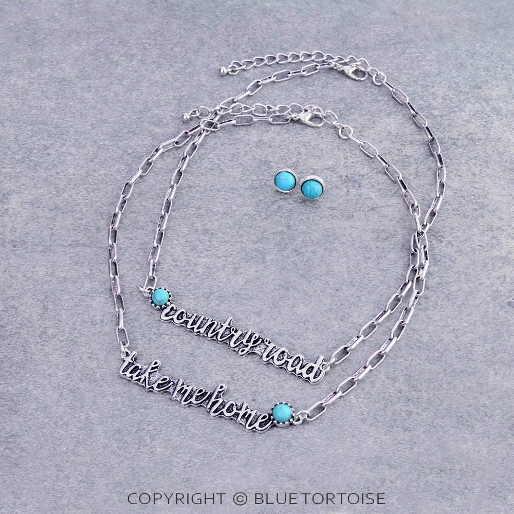 Western "Country Road" "Take Me Home" TQ Necklace Set