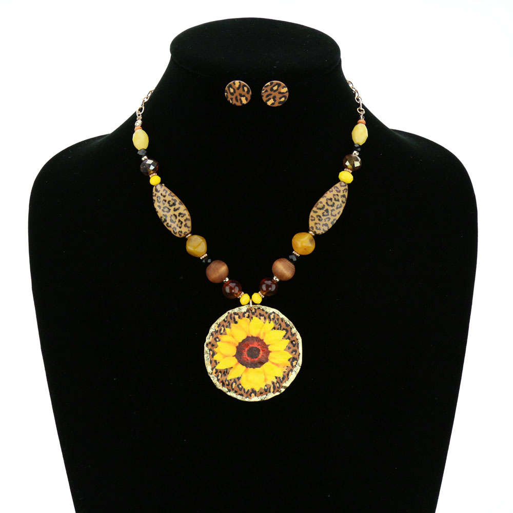 Sunflower Pedant Necklace Set - Image 2