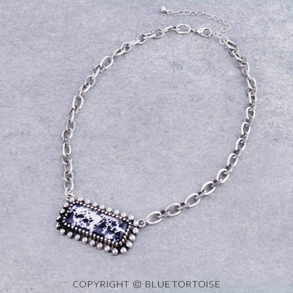 Cow Printed Bar Necklace