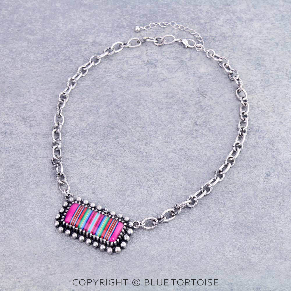 Serape Printed Bar Necklace
