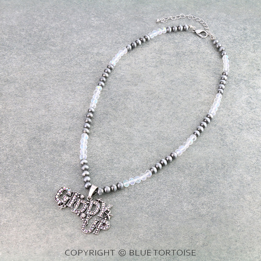Navajo Style Pearl and Glass Bead with Pendant Necklace