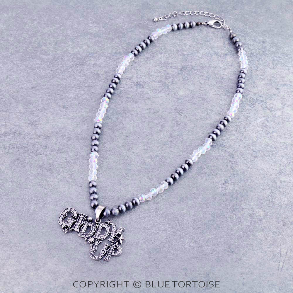 Navajo Style Pearl and Glass Bead with Pendant Necklace