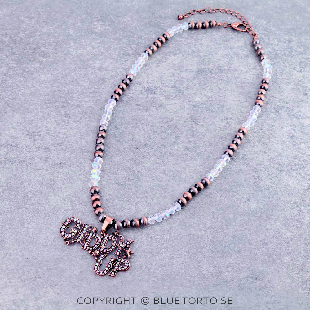 Navajo Style Pearl and Glass Bead with Pendant Necklace