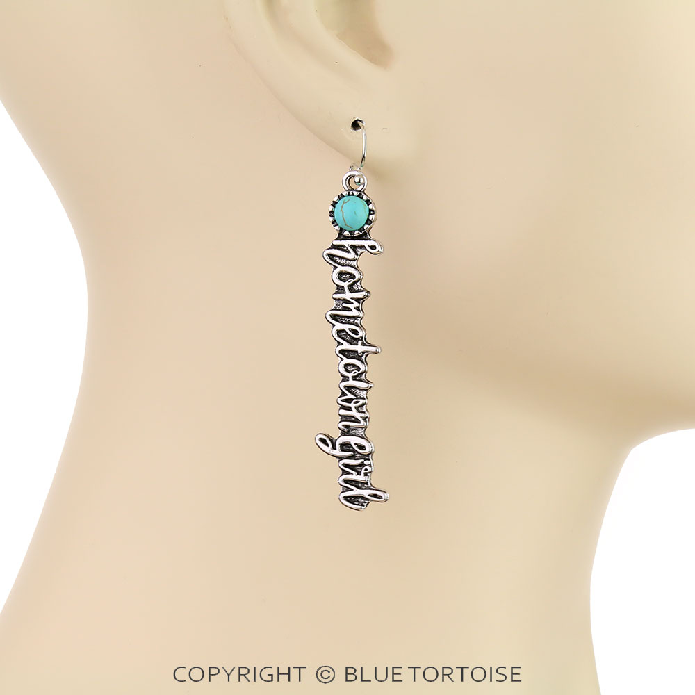 Western "Hometown Girl" Stone Dangle Earrings - Image 2