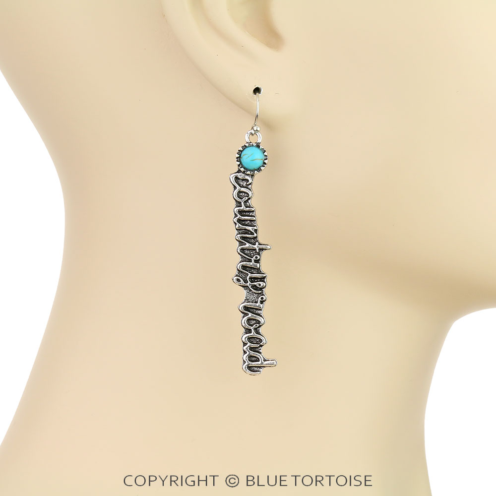 Western "Country Road" "Take Me Home" Stone Dangle Earrings - Image 2
