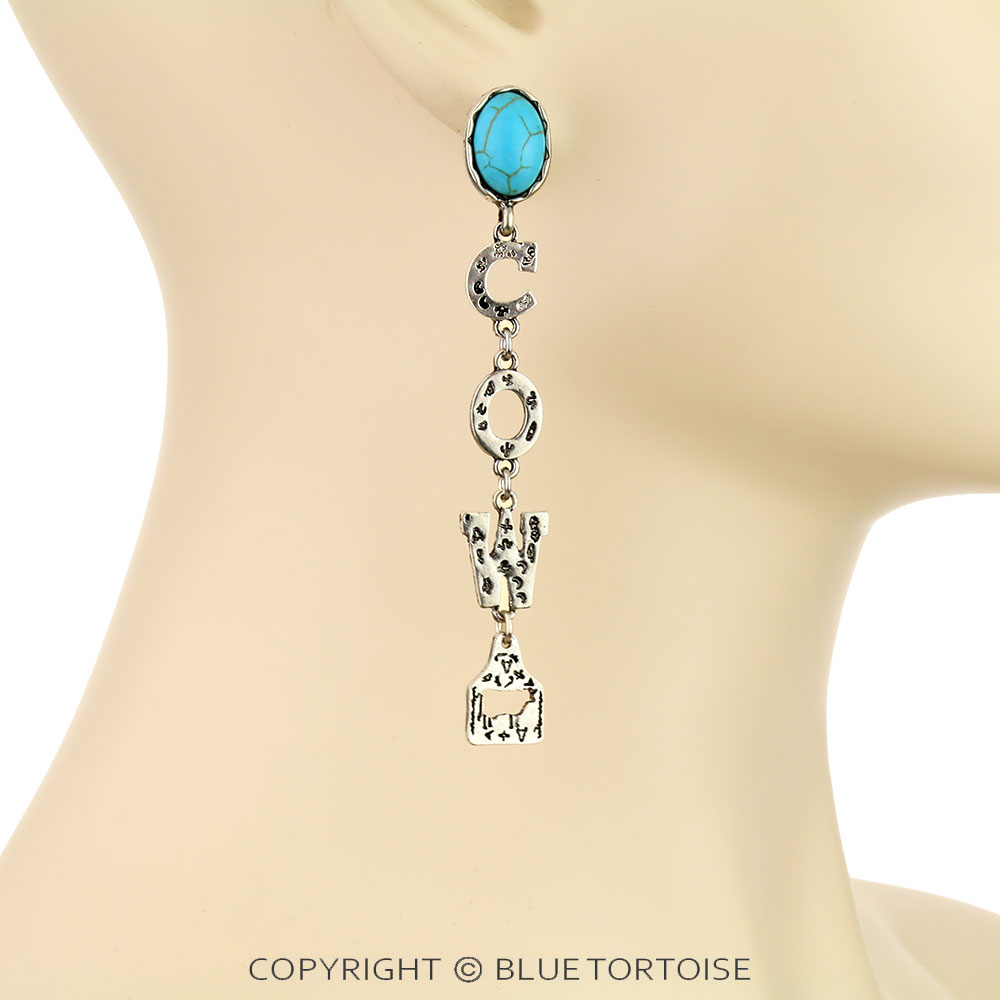 Western "COW GIRL" Stone Stud Earrings - Image 2