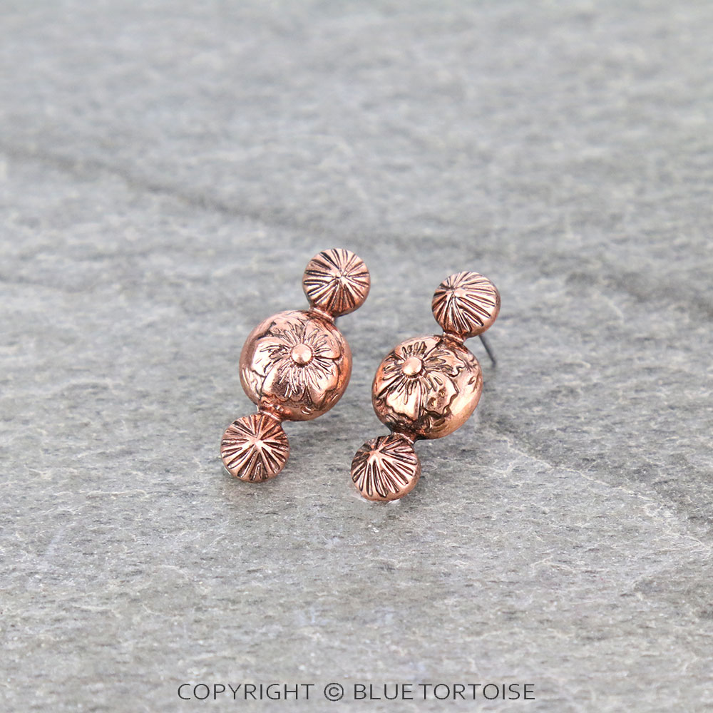 1" Flower with Concho Casting Stud Earrings