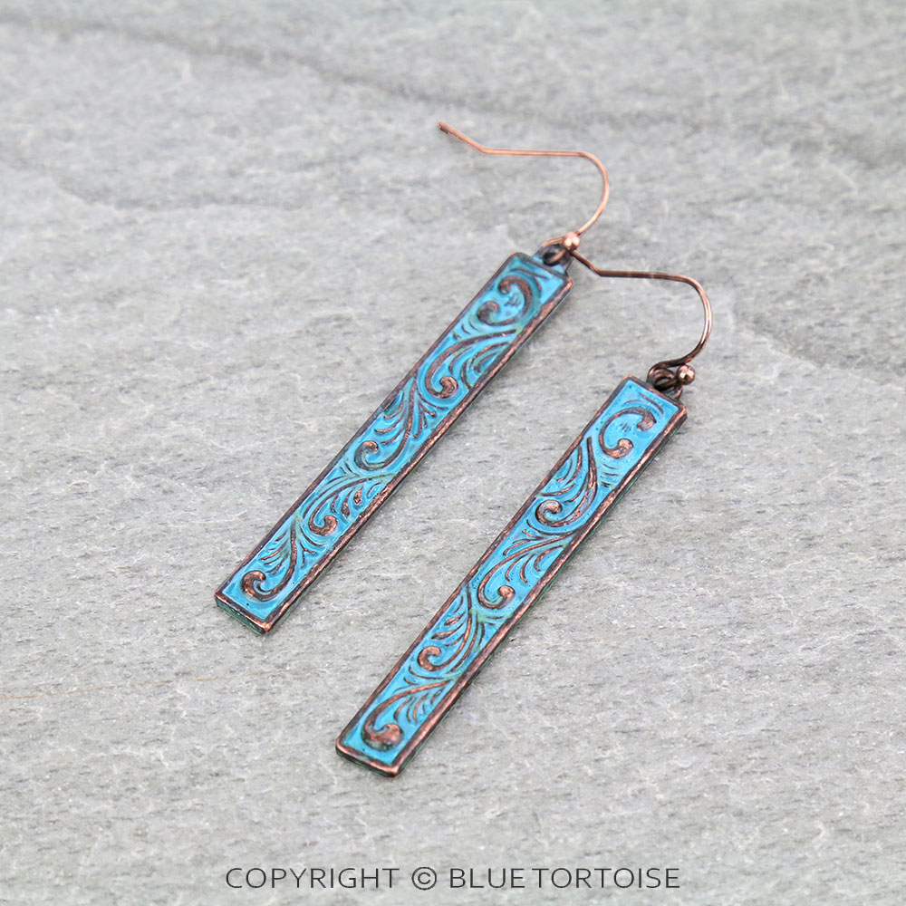 2.5" Floral Casting Bar Dangle Earrings