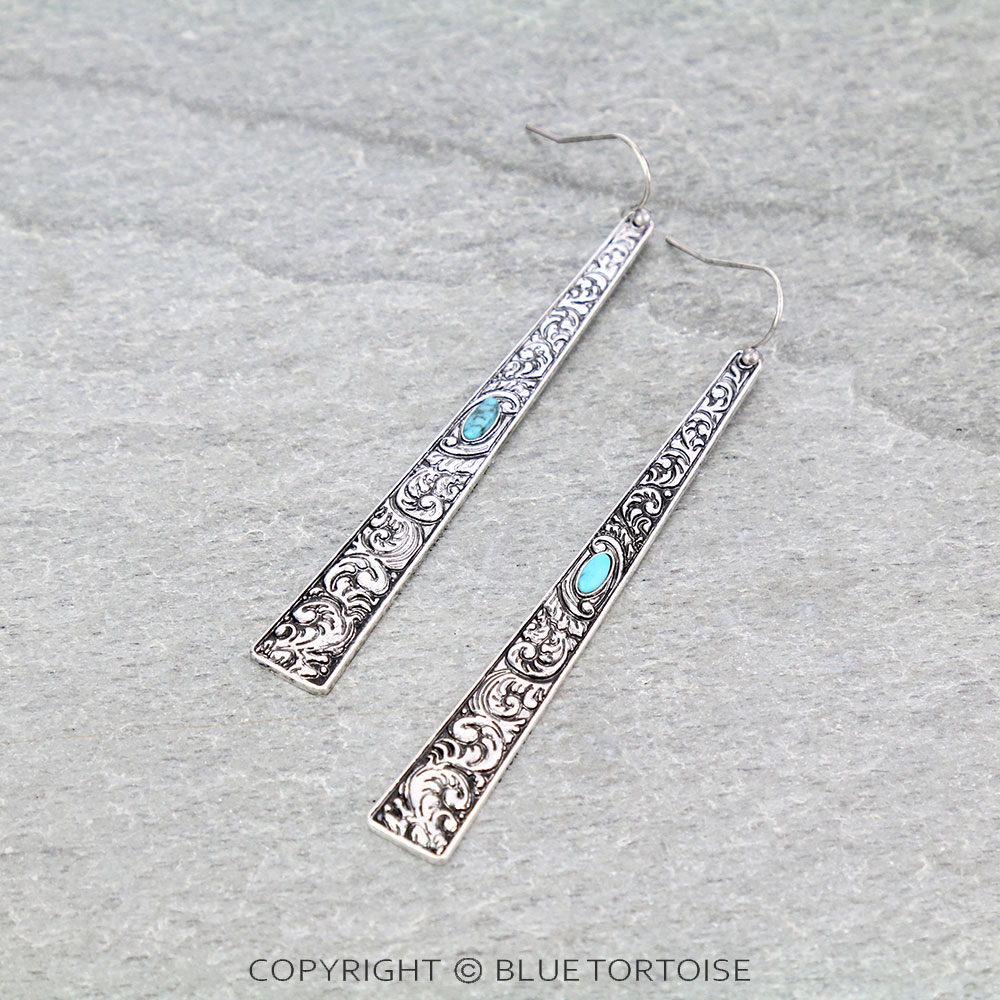 3" Floral Casting Bar Dangle Earrings