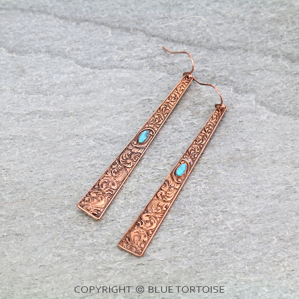 3" Floral Casting Bar Dangle Earrings