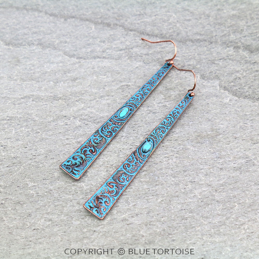 3" Floral Casting Bar Dangle Earrings