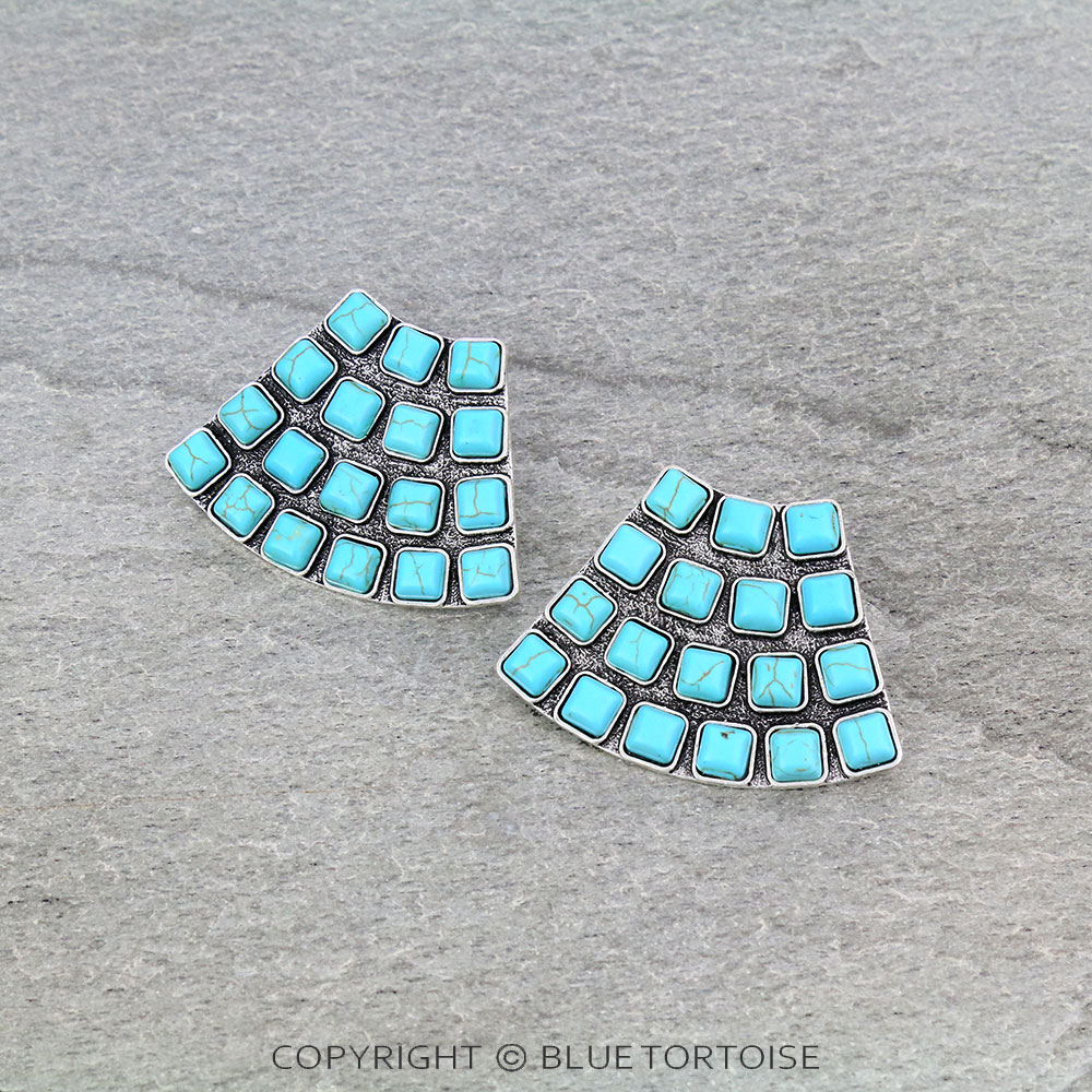 Western Design Stone Stud Earrings