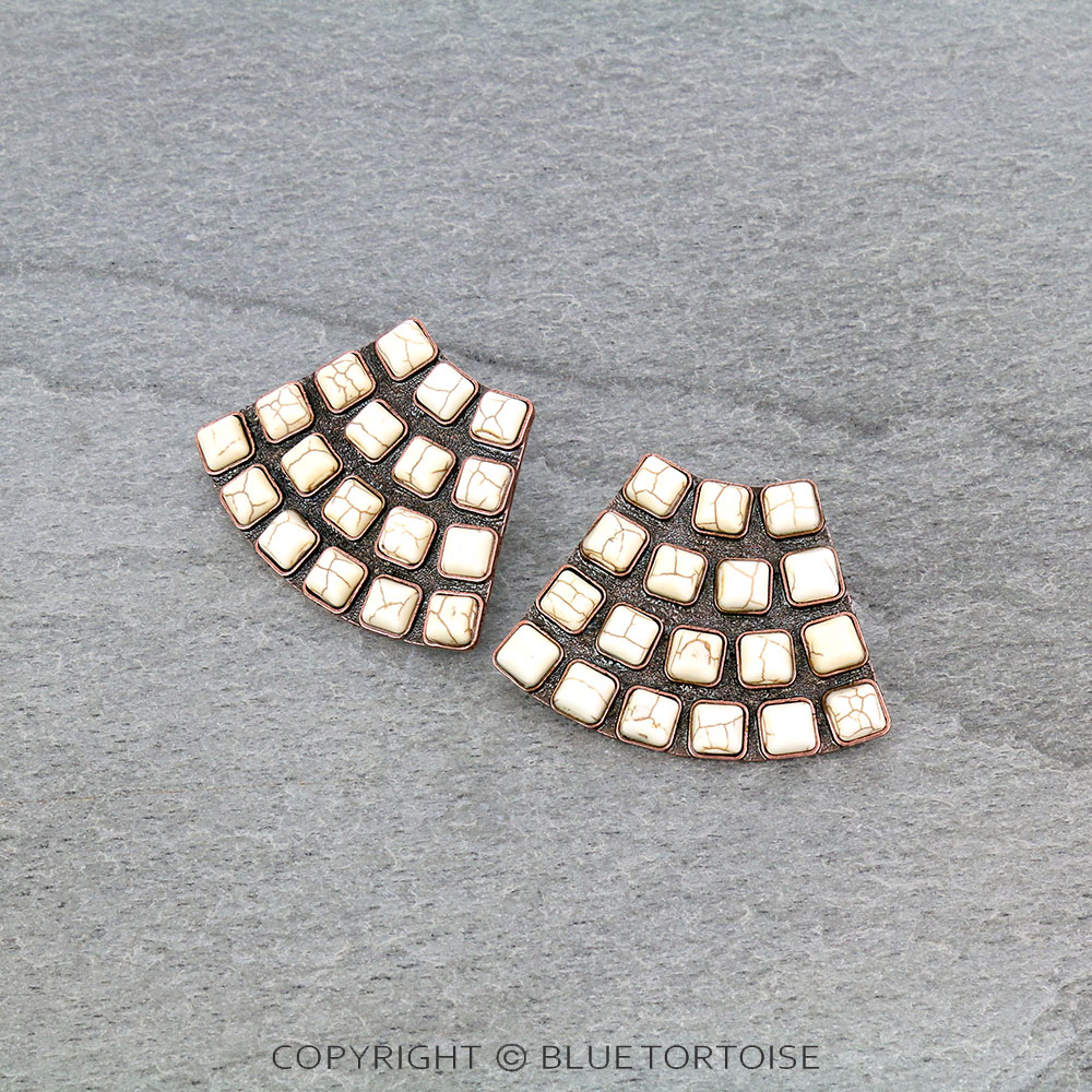 Western Design Stone Stud Earrings