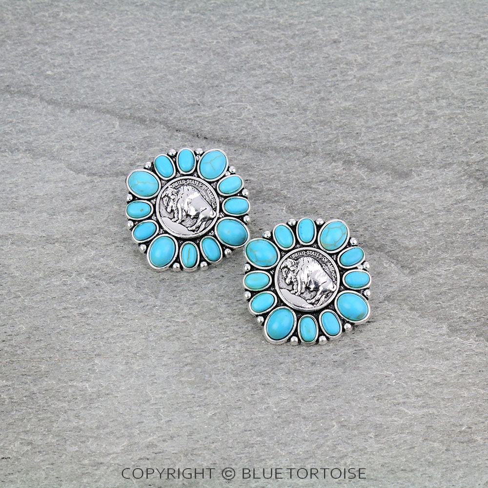 Buffalo Coin Stud Earrings