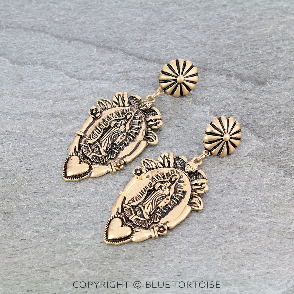 Lady Guadalupe Concho Stud Earrings