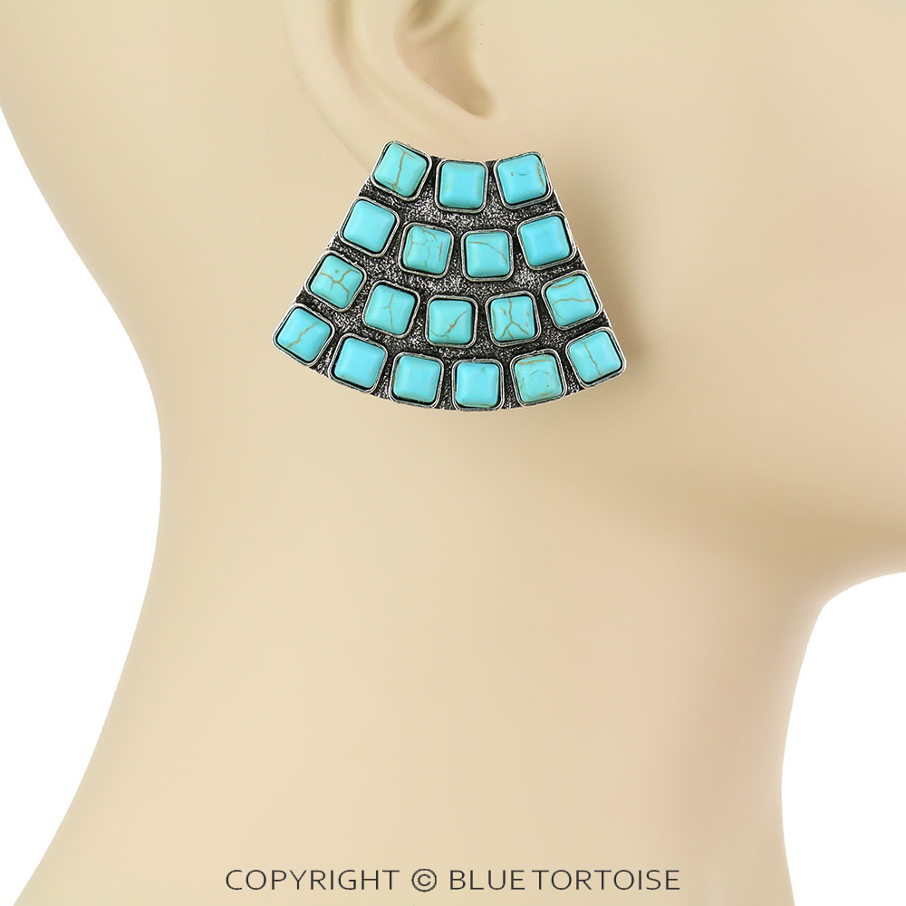 Western Design Stone Stud Earrings - Image 2