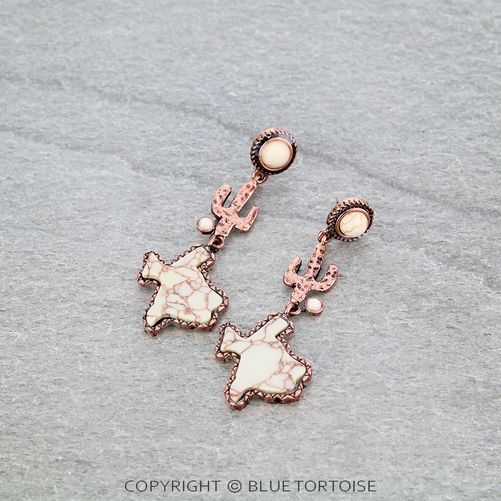 Western Texas Map Stone Stud Earrings
