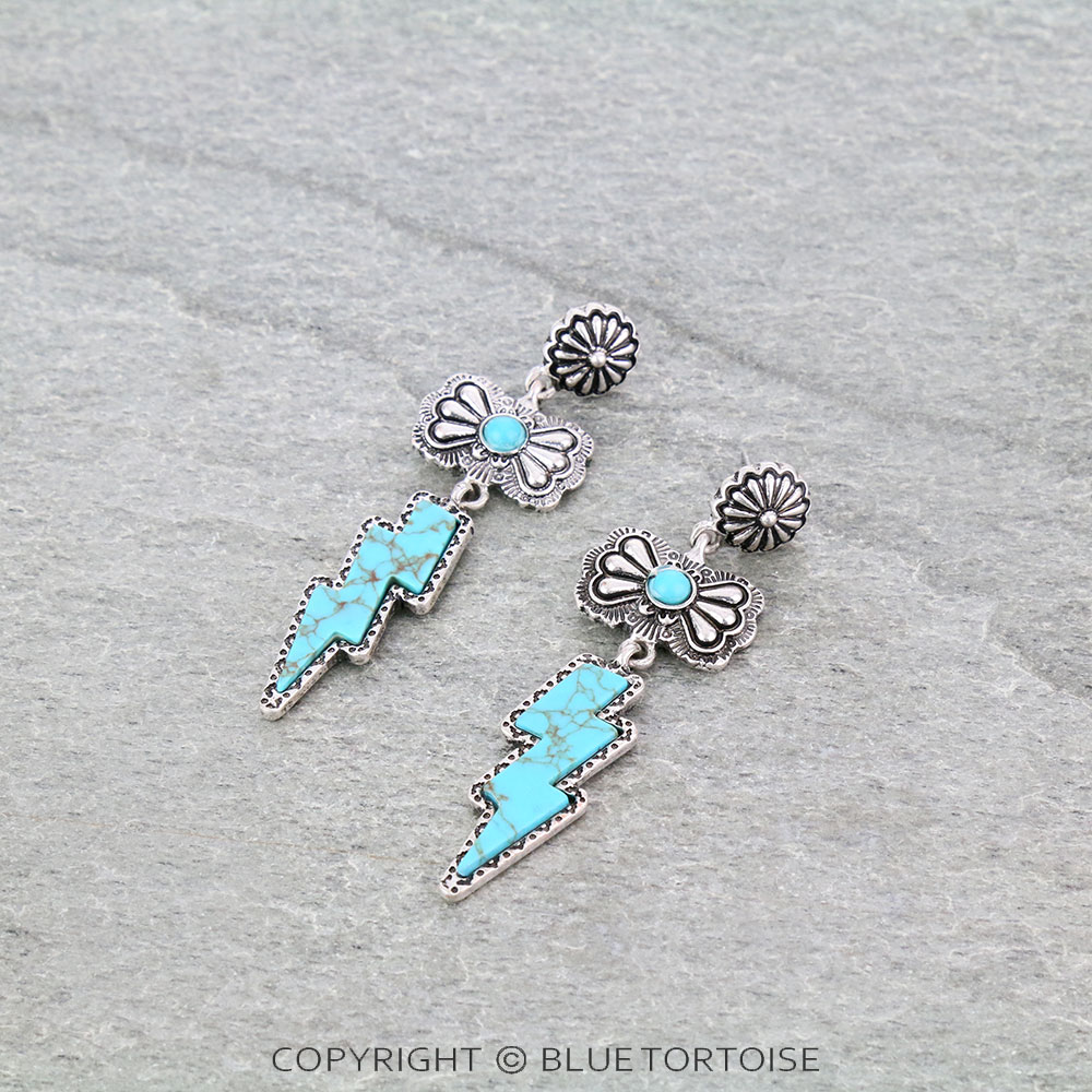 Western Thunder Stone with Concho Stud Earrings