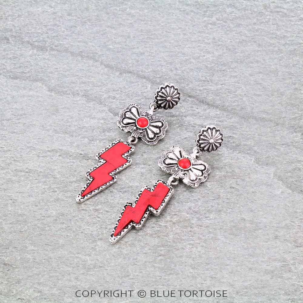 Western Thunder Stone with Concho Stud Earrings