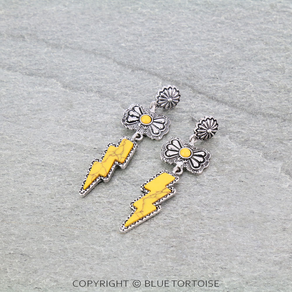 Western Thunder Stone with Concho Stud Earrings
