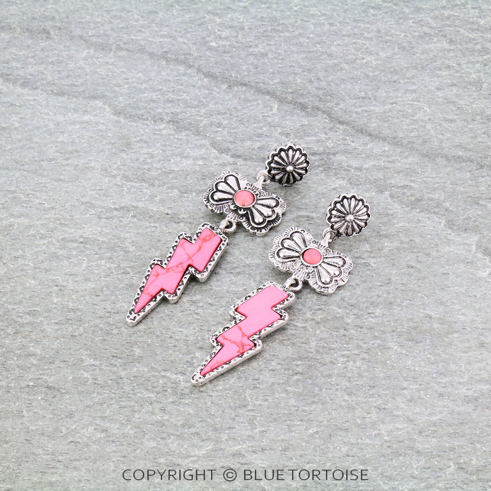 Western Thunder Stone with Concho Stud Earrings