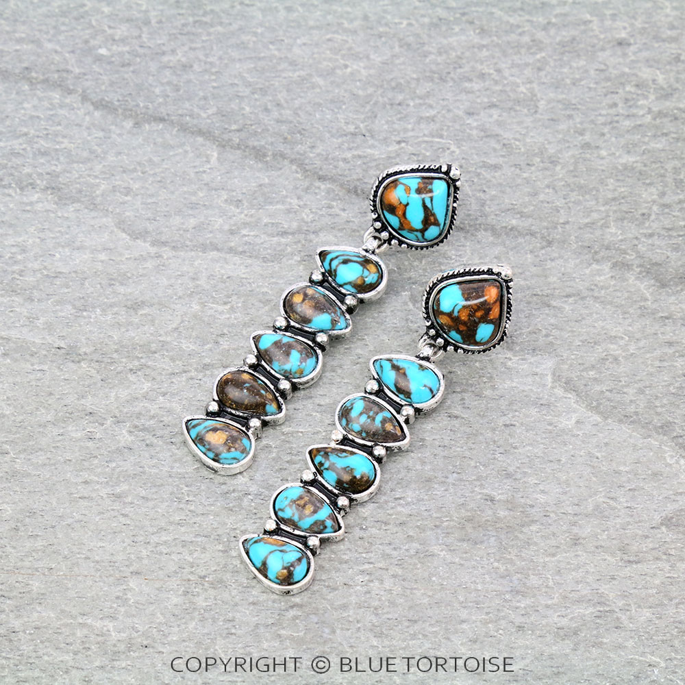 Western Handmade Stone Drop Stud Earrings