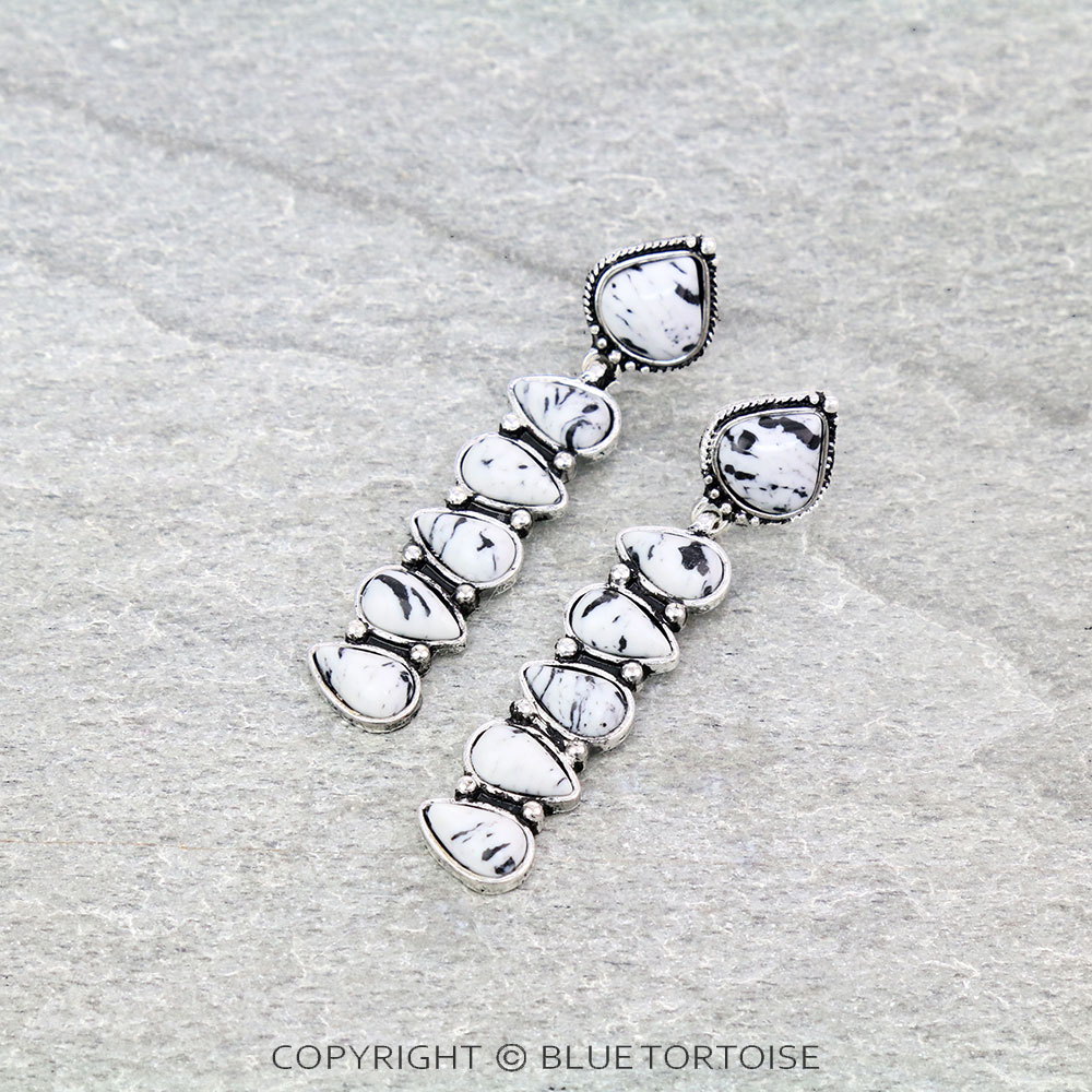 Western Handmade Stone Drop Stud Earrings