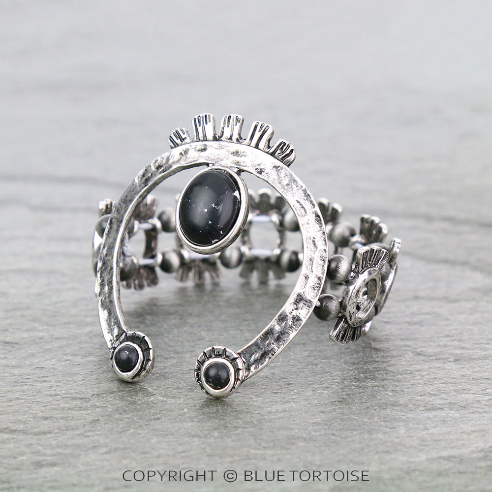 Western Squash Blossom Stone Stretch Bracelet