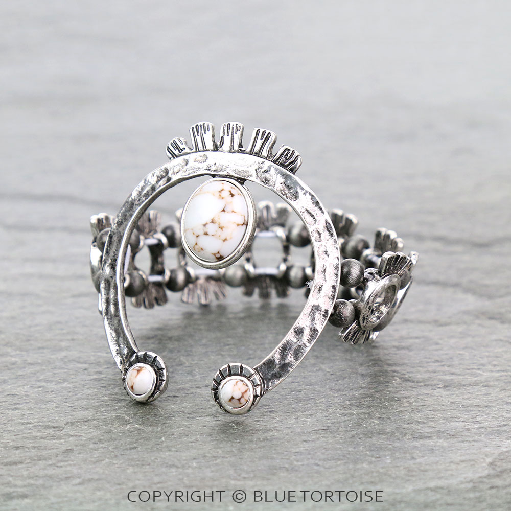 Western Squash Blossom Stone Stretch Bracelet