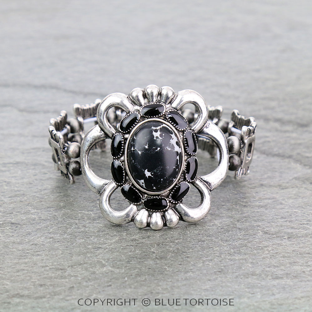 Western Epoxy Concho Stone Stretch Bracelet