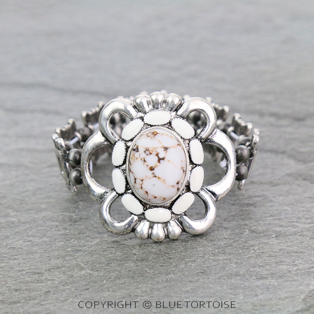 Western Epoxy Concho Stone Stretch Bracelet