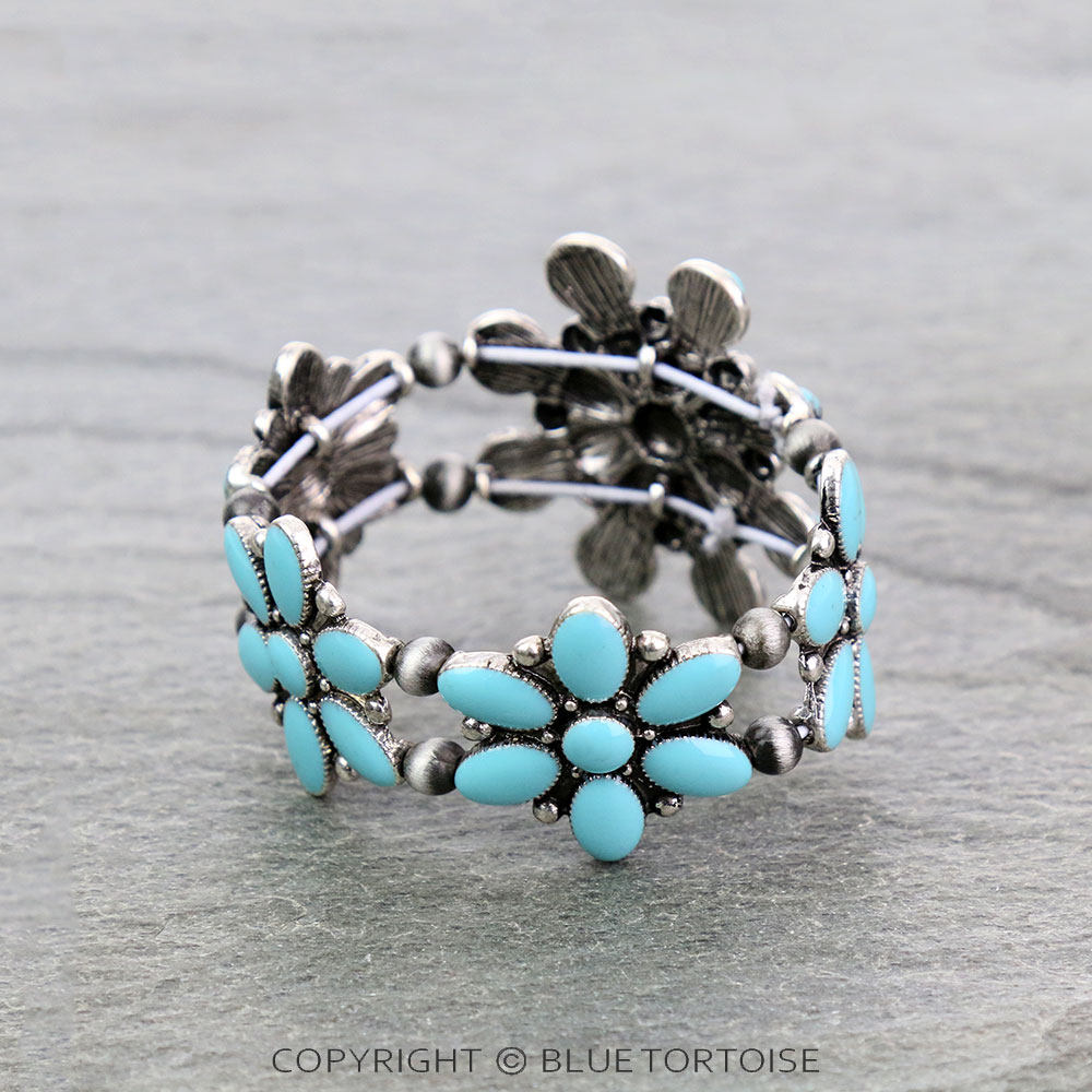 Western Epoxy Concho Stone Stretch Bracelet - Image 3