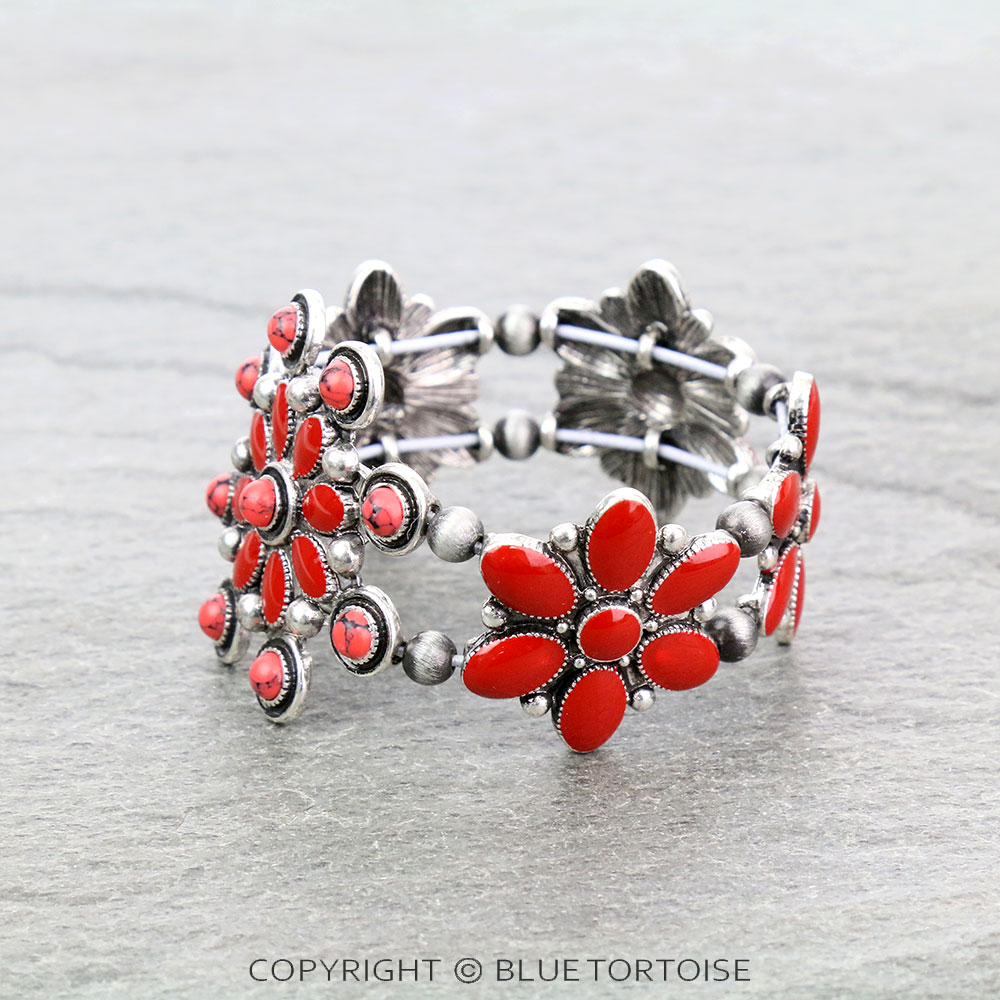 Western Epoxy Concho Stone Stretch Bracelet - Image 2