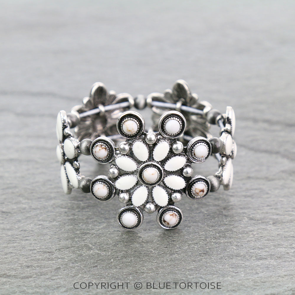 Western Epoxy Concho Stone Stretch Bracelet
