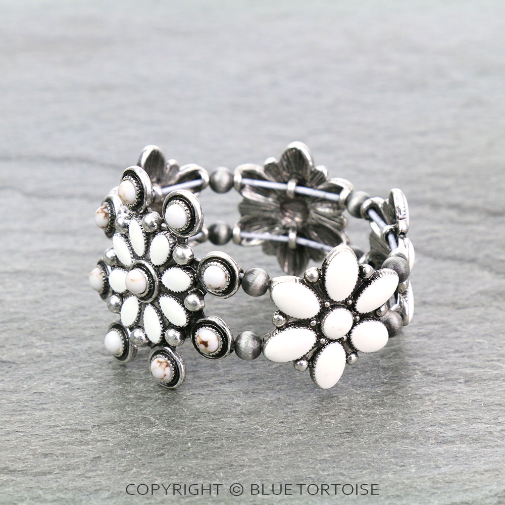 Western Epoxy Concho Stone Stretch Bracelet - Image 2