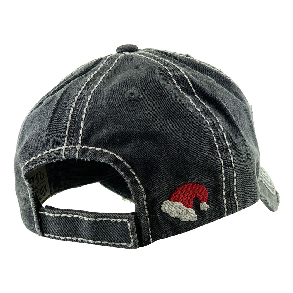 "SANTA WHY YOU BE JUDGIN" Washed Vintage Ball Cap - Image 4