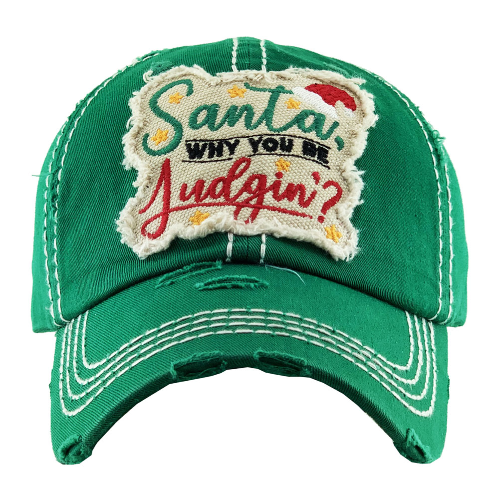 "SANTA WHY YOU BE JUDGIN" Washed Vintage Ball Cap