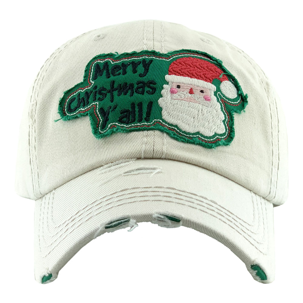 "MERRY CHRISTMAS Y'ALL" Washed Vintage Ball Cap