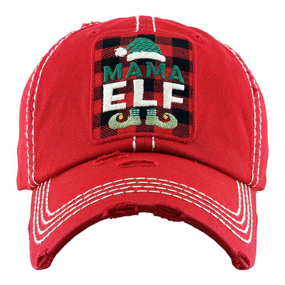 "MAMA ELF" Washed Vintage Ball Cap
