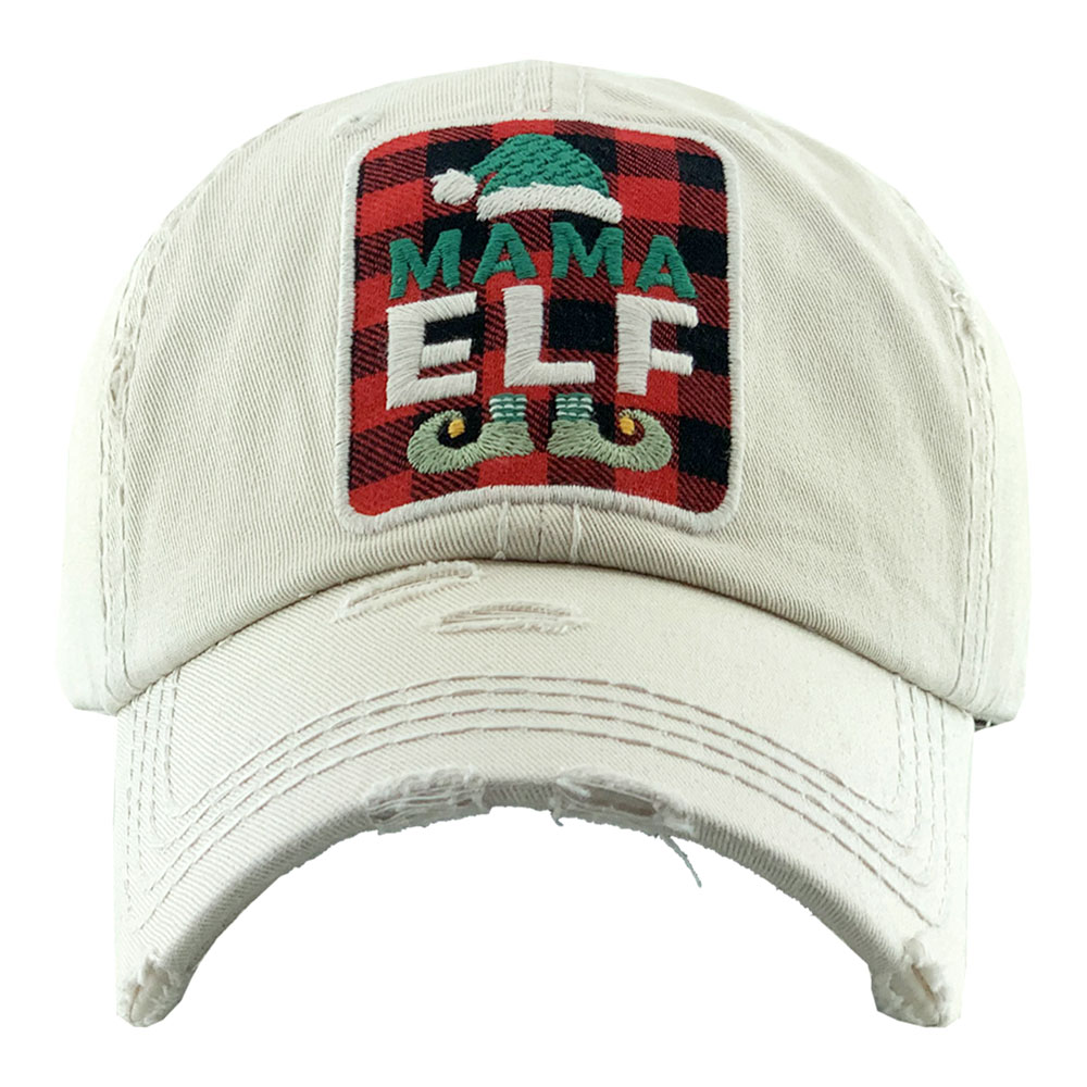 "MAMA ELF" Washed Vintage Ball Cap
