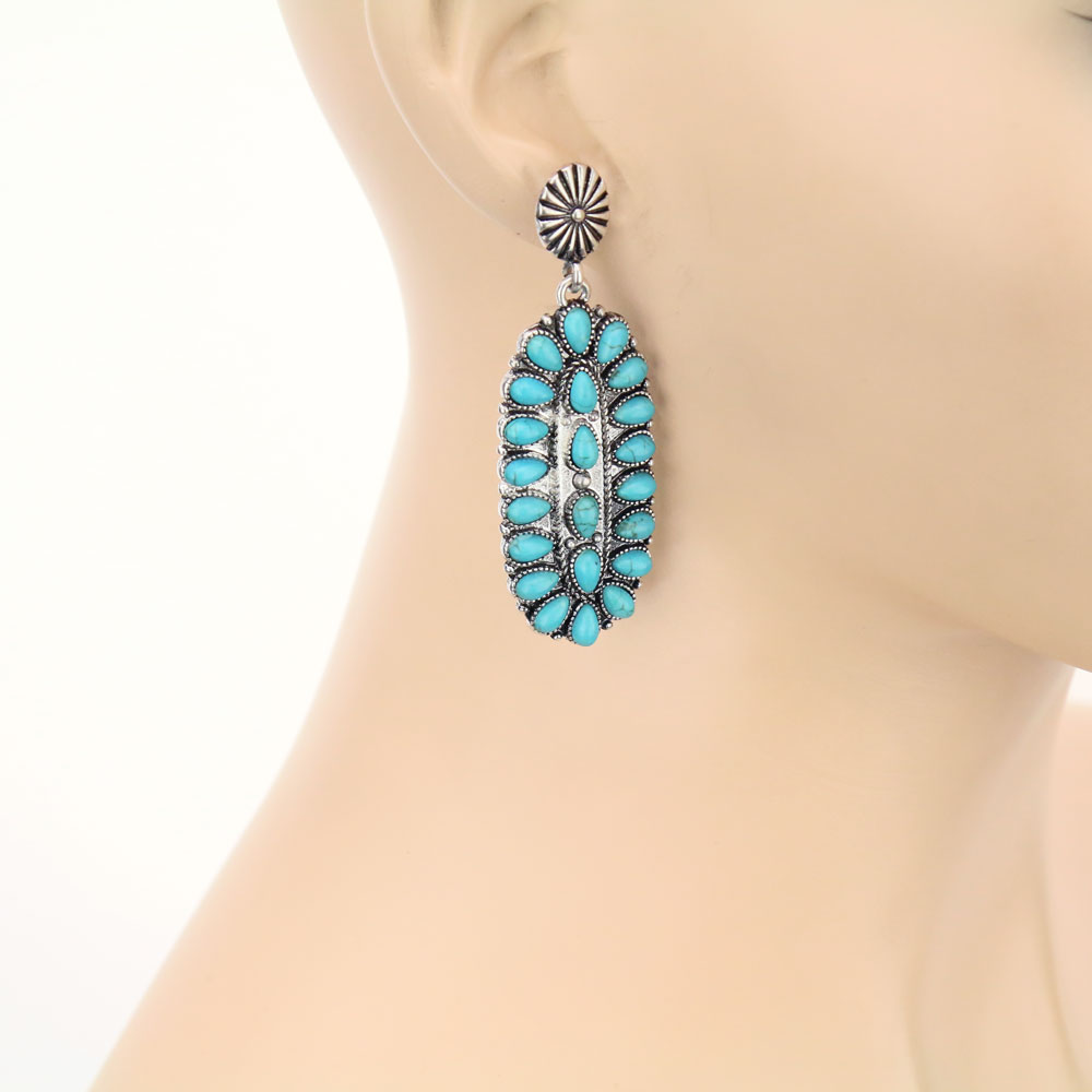 Western Design Stone Stud Earrings - Image 2