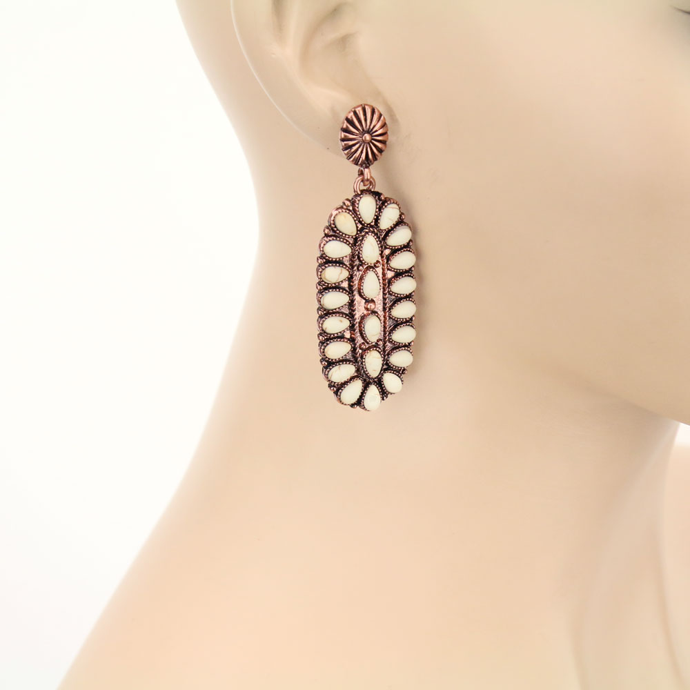 Western Design Stone Stud Earrings - Image 2