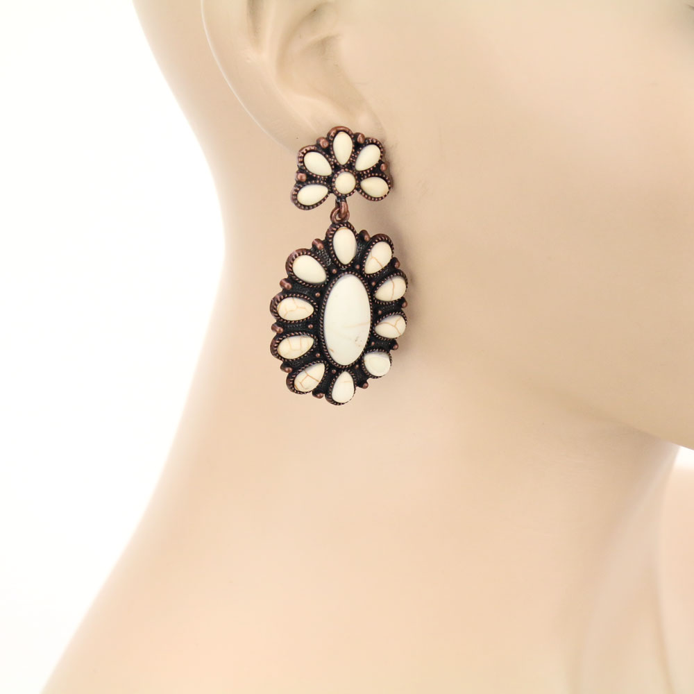 Western Design Stone Stud Earrings - Image 2
