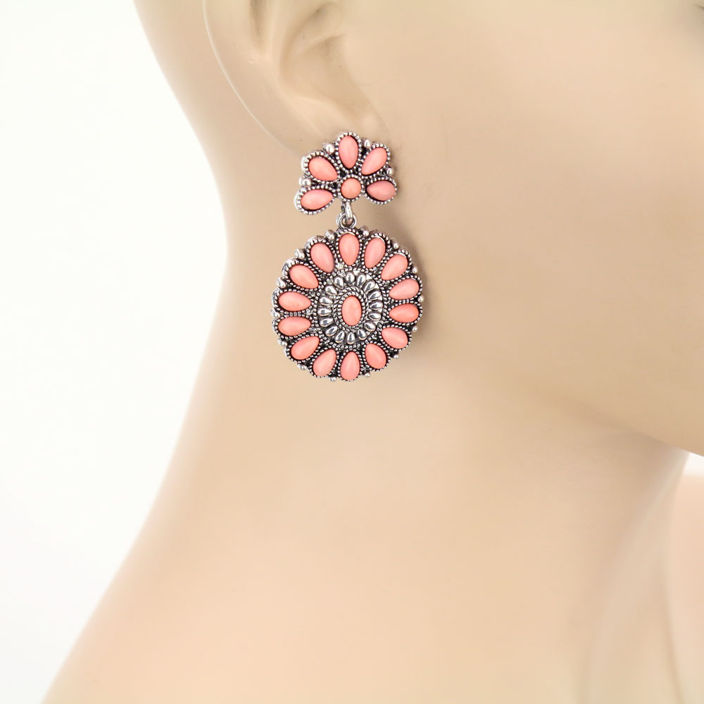 Western Design Stone Stud Earrings - Image 2