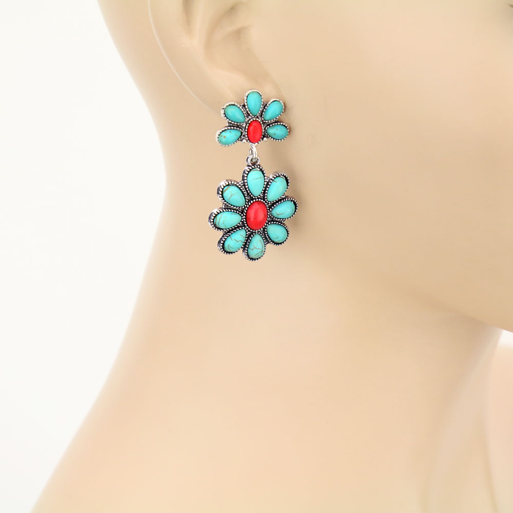 Western Design Stone Stud Earrings - Image 2