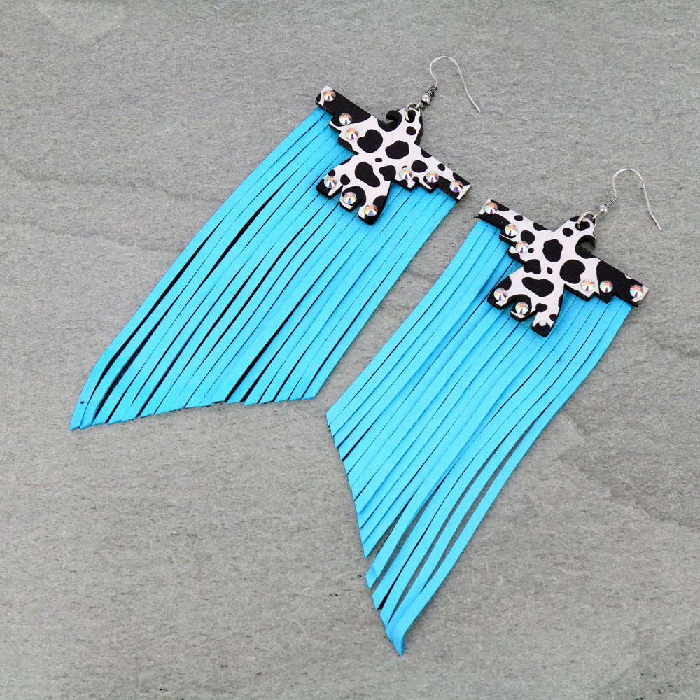 Wood Thunderbird Tassel Dangle Earrings